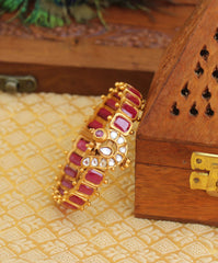 Antique Gold Peacock Ruby Stone Bangle T3097