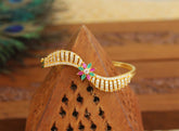 Gold Plated CZ Stone Floral Kada T3106