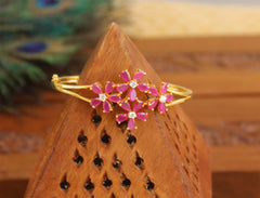 Gold Plated Pink Stone Kada T3107