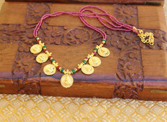 Handmade Temple Kasu Beads Necklace T2366