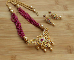 Gold Plated Peacock Handmade Beads Necklace Set T2342