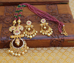 Designer Gold Plated Beads Necklace Set T2383