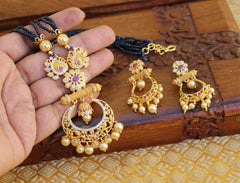 Designer Gold Plated Beads Necklace Set T2385