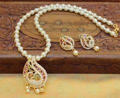 CZ Stone Gold Plated Peacock Handmade Necklace Set T2715