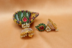 Gold Plated Stone Jhumka Earrings T2595