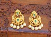 Stylish Matte Finish Pearl Peacock Earrings T2491