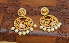 CZ Stone Matte Finish Peacock Earrings T2769