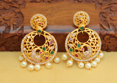 CZ Stone Matte Finish Peacock Earrings T2769