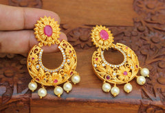 Matte Finish Floral Style Earrings T2771