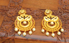 Matte Finish Peacock Pink Stone Earrings T2483