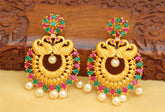 Matte Finish Peacock Multi Color Stone Earrings T2484