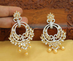 Stylish Gold Plated CZ Stone Earrings T2739