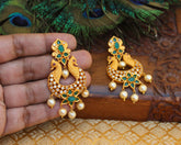 Matte Finish Twin Peacock Earrings T2788