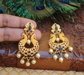 Matte Finish Twin Peacock Earrings T2789