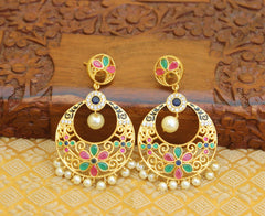 Floral Style Matte Finish Stone Earrings T2832