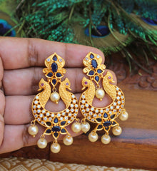 Matte Finish Twin Peacock Earrings T2789