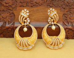 Designer Matte Finish CZ Stone Earrings T2778