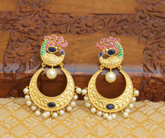 Matte Finish Peacock Stone Earrings T2833