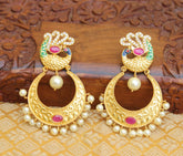 Matte Finish Peacock Stone Earrings T2834