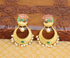 Matte Finish Peacock Stone Earrings T2836