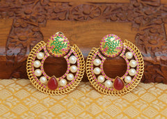 Matte Finish Pearl Stone Earrings T2838