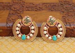 Matte Finish Pearl Stone Earrings T2841