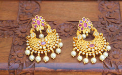 Matte Finish Peacock Pearl Earrings T2478