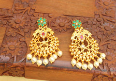 Matte Finish Peacock Stone Earrings T2775