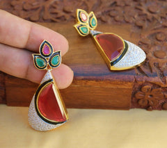 Gold Plated CZ Stone Earrings T2734