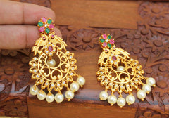 Matte Finish Peacock Stone Earrings T2756