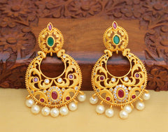 Matte Finish Stylish Pearl Stone Earrings T2508