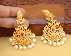 Mango Shape Peacock Matte Finish Earrings T2757