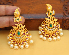 Mango Shape Peacock Matte Finish Earrings T2761