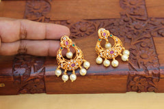 Matte Finish Pearl Stone Earrings T2759