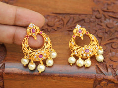 Matte Finish Pearl Stone Earrings T2760