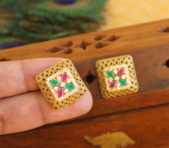 Matte Finish Studs Stone Earrings T2469