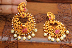 Designer CZ Stone Peacock Matte Finish Earrings T2762