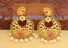 Designer CZ Stone Peacock Matte Finish Earrings T2763