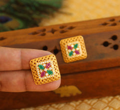 Gold Plated Studs Stone Earrings T2473