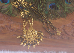 Temple Lakshmi Black Beads Necklace T2223