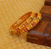 Matte Finish Temple Stone Bangles T3059