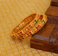 Matte Finish Temple Stone Bangles T3059