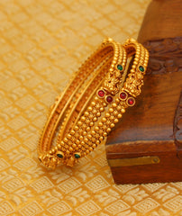 Matte Finish Temple Lakshmi Stone Bangles T3060