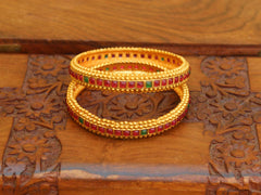 Matte Finish Kempu Stone Bangles T3061