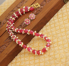 Handmade Pearl Beads Stone Necklace Set T2710