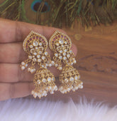 Premium Matte Finish Stone Jumka Earrings T2236