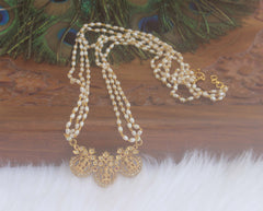 Matte Finish Lakshmi Rice Pearl Handmade Necklace T2164
