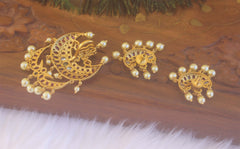 Kempu Stone Temple Pendant Set T2230