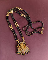 Gold Plated Temple Balaji Black Beads Necklace T3176