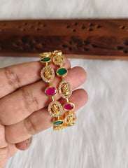 Gold Plated CZ Stone Temple Lakshmi Bangles T3128